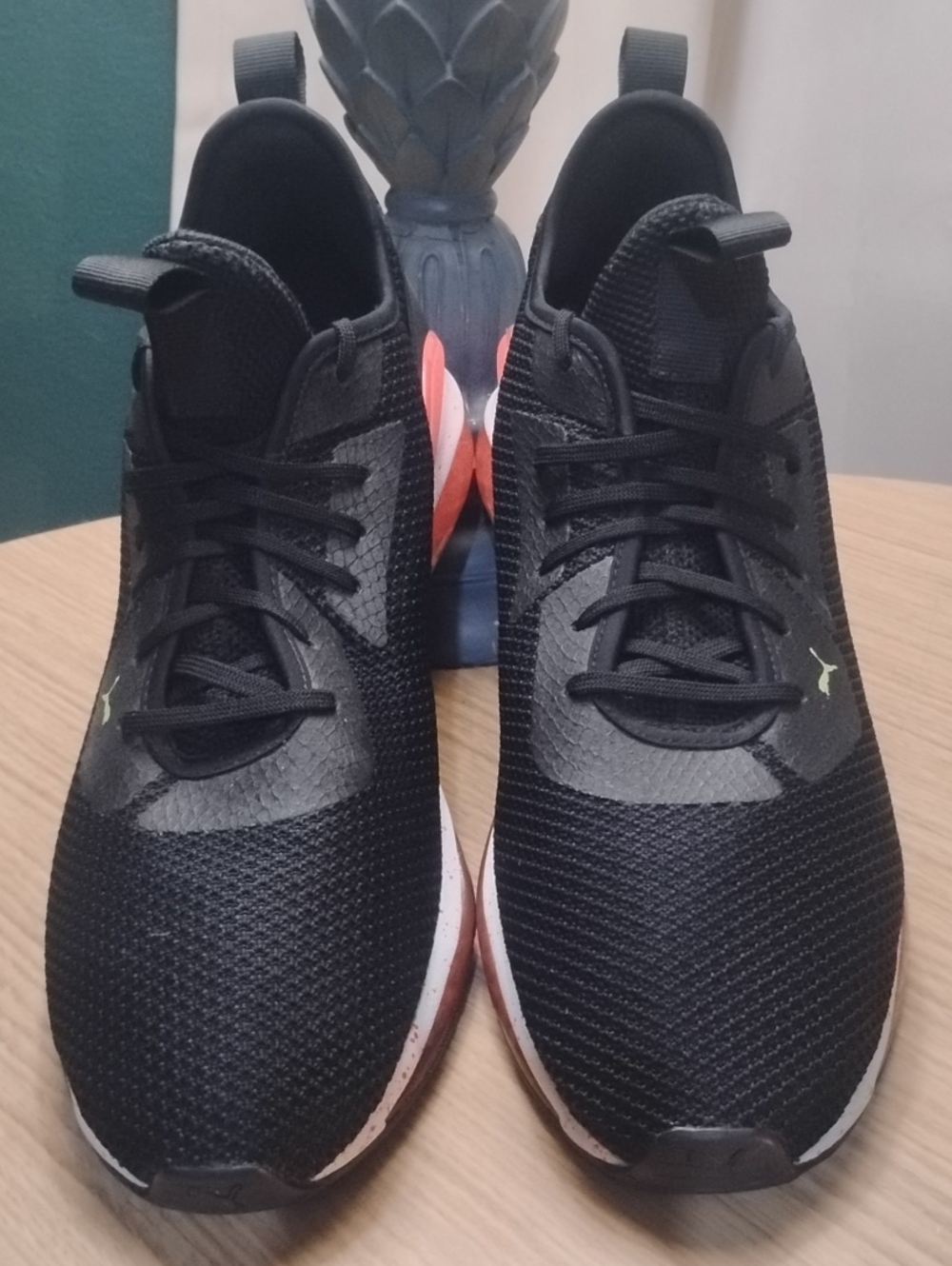 PUMA Black Athletic Running Shoes with Subtle Lime Logo